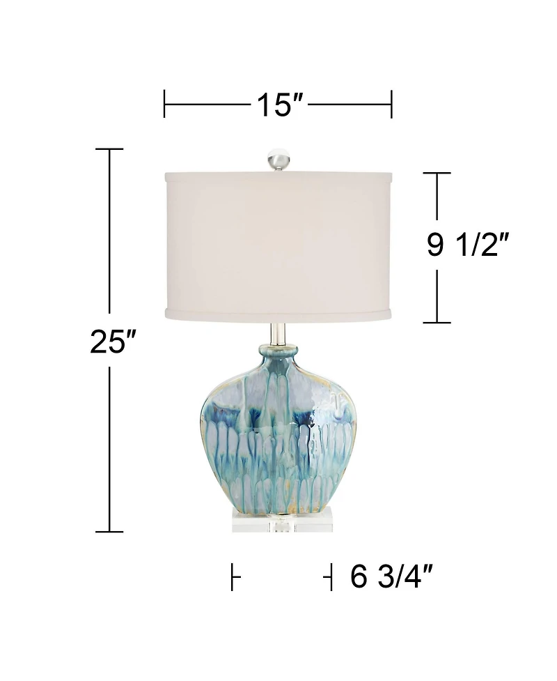 Possini Euro Design Coastal Table Lamps 25" High Set of 2 Ceramic Drip Shade for Living Room Family Bedroom Home (Colors may vary)