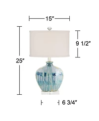 Possini Euro Design Coastal Table Lamps 25" High Set of 2 Ceramic Drip Shade for Living Room Family Bedroom Home (Colors may vary)