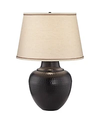 Barnes and Ivy 27.25" Tall Rustic Farmhouse Table Lamp with Hammered Bronze Finish and Usb Dimmer