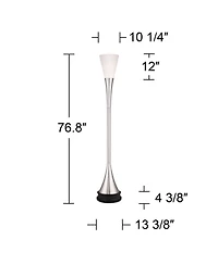 Possini Euro Design Piazza Modern Torchiere Floor Lamp with Riser 76 3/4" Tall Brushed Nickel Metal Frosted Glass Shade for Living Room Bedroom