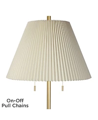 Possini Euro Design Milan Modern 66" Tall Floor Lamp Gold Metal Pleated Empire Fabric Shade for Living Room Bedroom Office