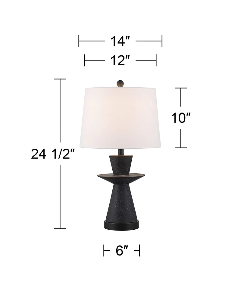 360 Lighting Fiona 24 1/2" High Mid Century Modern 3-Way Table Lamps Set of 2 Usb Port Metal Living Room Charging