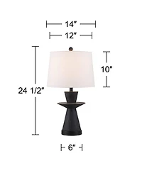 360 Lighting Fiona 24 1/2" High Mid Century Modern 3-Way Table Lamps Set of 2 Usb Port Metal Living Room Charging