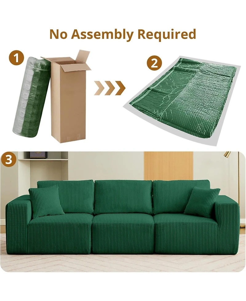 gaomon 108" Cloud Sectional Sofa with Chaise, Modular Corduroy Couch, No Assembly, Convertible Sleeper