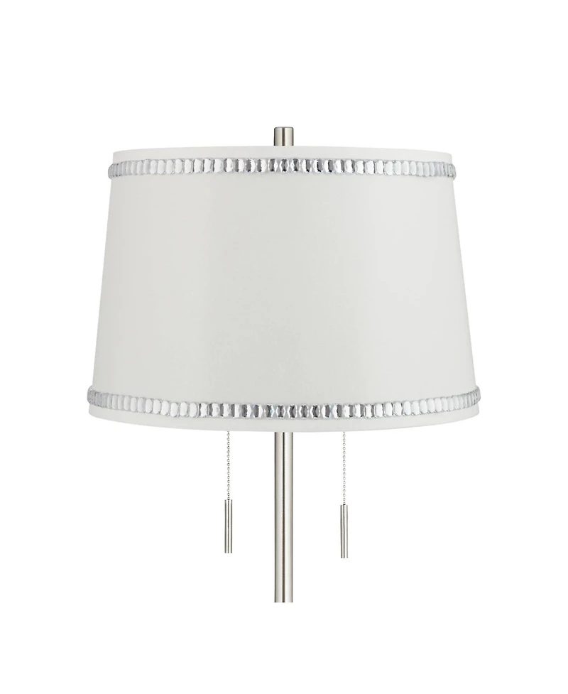 360 Lighting Abba Modern Floor Lamp Standing 65" Tall Brushed Nickel Metal Crystal Beaded for Living Room Bedroom Office House Home