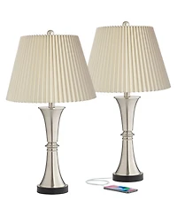 360 Lighting Seymore Modern Touch Table Lamps 26" High Set of 2 with Usb Charging Port Led for Bedroom Living Room House Desk