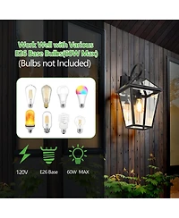 Flynama 10" 2pcs Outdoor Wall Lanterns, Weatherproof Wall Sconce with Clear Glass Panels