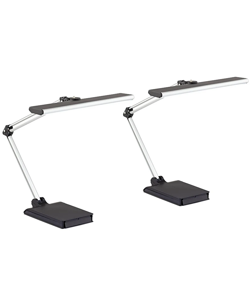 360 Lighting Flynn 25" High Modern Desk Lamps Set of 2 Usb Port Adjustable Led Metal Home Office Living Room Charging
