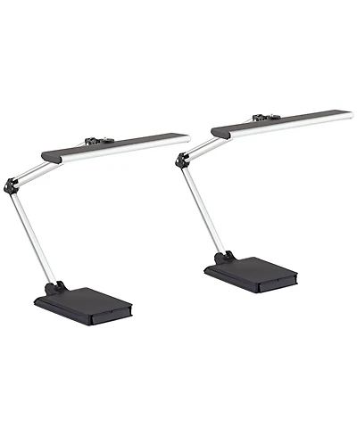 360 Lighting Flynn 25" High Modern Desk Lamps Set of 2 Usb Port Adjustable Led Metal Home Office Living Room Charging