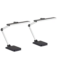 360 Lighting Flynn 25" High Modern Desk Lamps Set of 2 Usb Port Adjustable Led Metal Home Office Living Room Charging