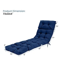 Sugift Outdoor Lounge Chaise Cushion with String Ties for Garden Poolside