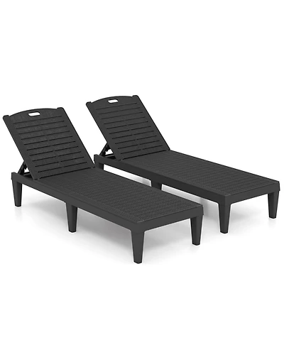 Sugift Outdoor Pp Chaise Lounge Chairs Set of 2 with 4-Position Adjustable Backrests