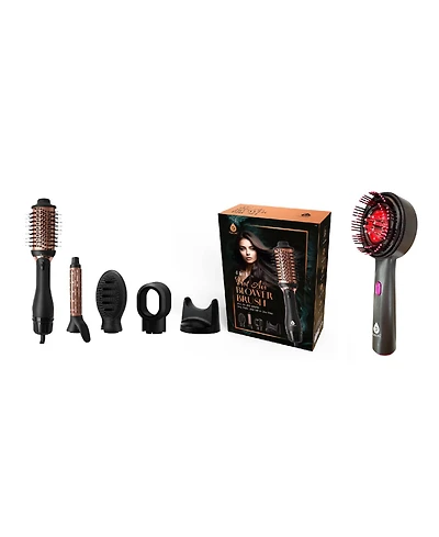 Pursonic Hair Wellness Duo: Hot Air Blower Brush & Pursonic 3-in-1 Led Therapy Scalp Brush