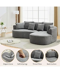gaomon 106" Curved Sectional Sofa with Chaise, Chenille Modular Couch, No Assembly, Deep Seat