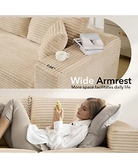 gaomon 108" Cloud Sectional Sofa, L-Shaped Couch with Deep Seat, Corduroy, Beige Left Chaise