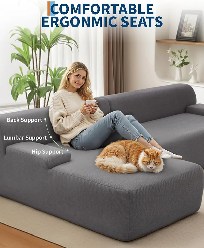 gaomon Modular L-Shaped Sectional Sofa with Chaise, Cloud Couch