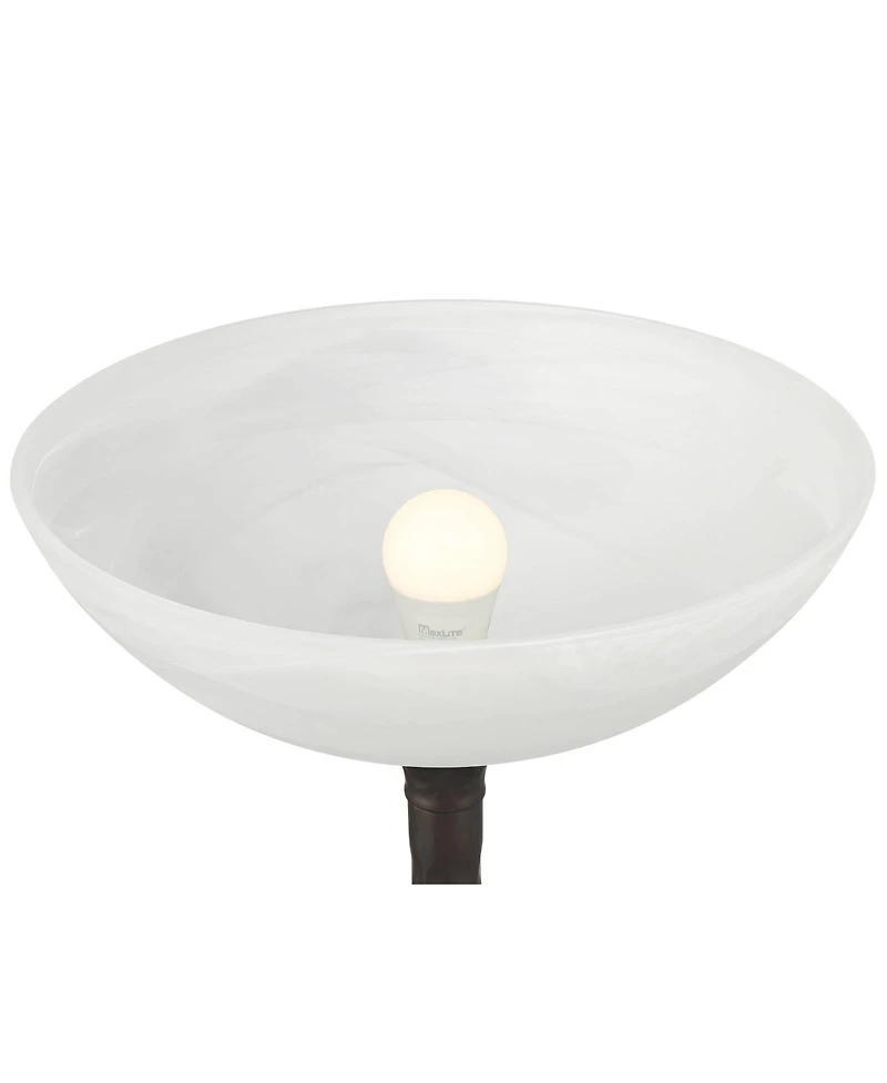 Franklin Iron Works Tucson 71 1/4"H Hammered Bronze Alabaster Glass Torchiere Floor Lamp