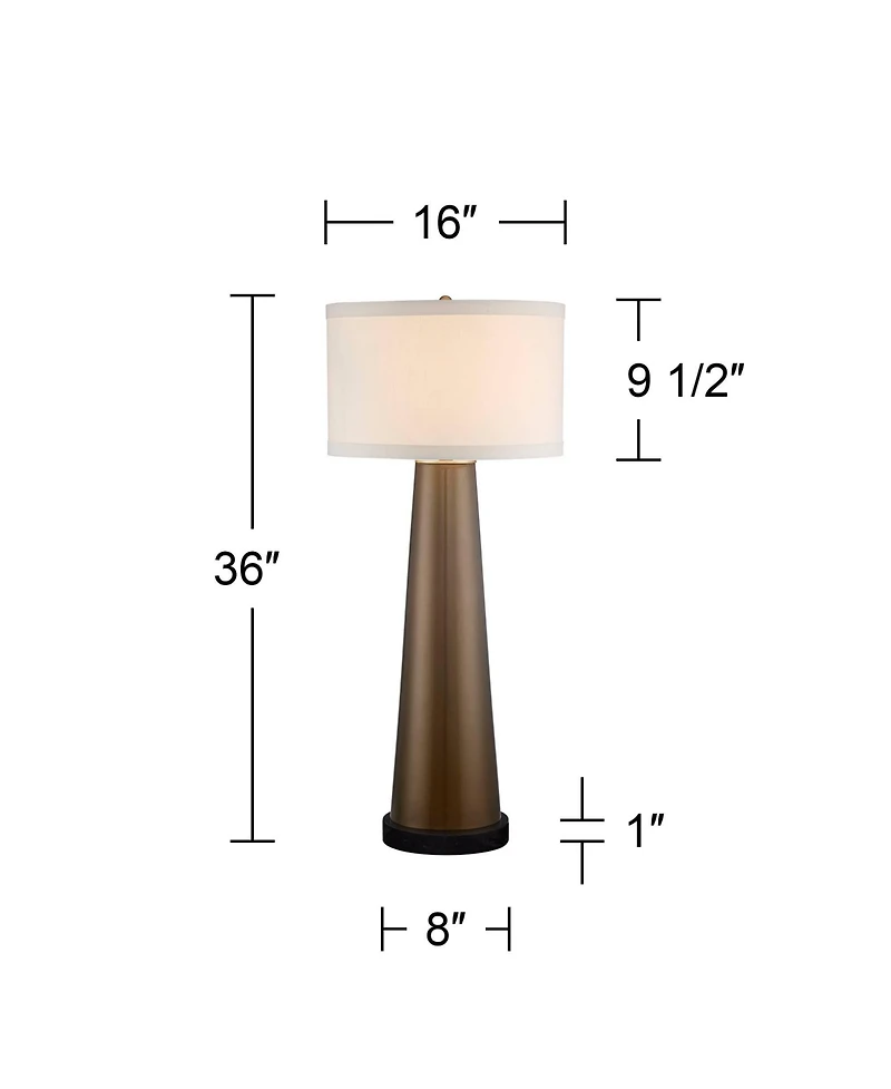 Possini Euro Design Karen Modern Table Lamp with Round Marble Riser 36" Tall Dark Gold Glass Shade for Bedroom Living Room Nightstand