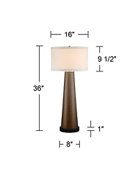 Possini Euro Design Karen Modern Table Lamp with Round Marble Riser 36" Tall Dark Gold Glass Shade for Bedroom Living Room Nightstand