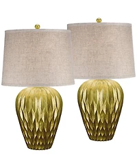 Possini Euro Design Buckhead 28" Tall Urn Modern Table Lamps Set of 2 Bronze Finish Living Room Bedroom Bedside Nightstand