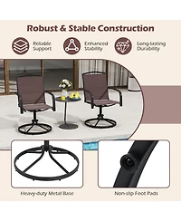 Sugift Outdoor Swivel Chairs Set of 2 with High Back and Breathable Seat-Coffee
