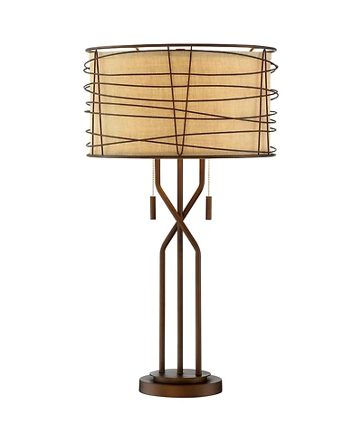 Franklin Iron Works 28.75" Tall Industrial Table Lamp with Bronze Finish and Usb Dimmer