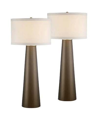 Possini Euro Design Karen 36" Tall Large Mid Century Modern End Table Lamps Set of 2 Glass Living Room Bedroom