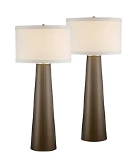 Possini Euro Design Karen 36" Tall Large Mid Century Modern End Table Lamps Set of 2 Glass Living Room Bedroom