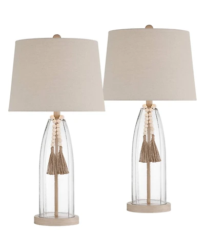 360 Lighting Tibet 27" Tall Modern Coastal 3-Way Table Lamps Set of 2 Clear Glass Living Room Bedroom Bedside Nightstand