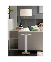 Possini Euro Design Bellini Modern 65" Tall Standing Floor Lamp with Tray Table Usb Port Pull Chain Gold Metal Faux Marble Finish