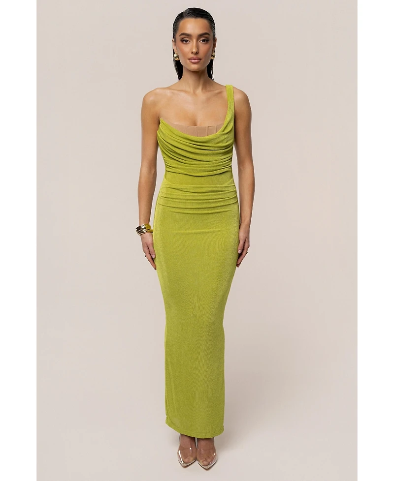 Jluxlabel Women's Slinky Krishna One Shoulder Maxi Dress