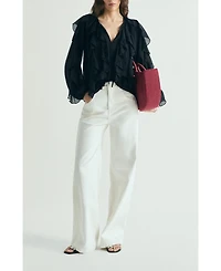 Scalpers Women's Ruffled Cotton Blouse