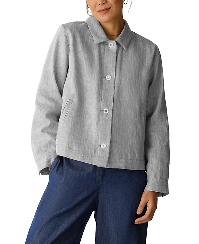 Eileen Fisher Women's Striped Collared Jacket