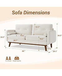 gaomon 65" Loveseat Sofa, 3-Seater Deep Seat Couch with Linen Upholstery for Small Spaces