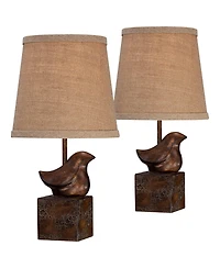 360 Lighting Rustic Farmhouse Accent Table Lamp 15 1/2" High Set of 2 Sculptural Crackle Drum Shade for Bedroom House