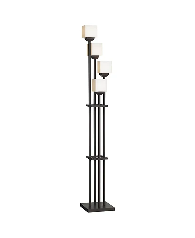 Franklin Iron Works Rustic Farmhouse Torchiere Floor Lamp with Usb Charging Port 4-Light 72 1/2" Tall