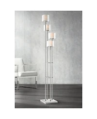 Possini Euro Design Athena Modern 72" Tall Tree Floor Lamp with Smart Socket Brushed Nickel 4-Light Clear Opal Glass for Living Room Home