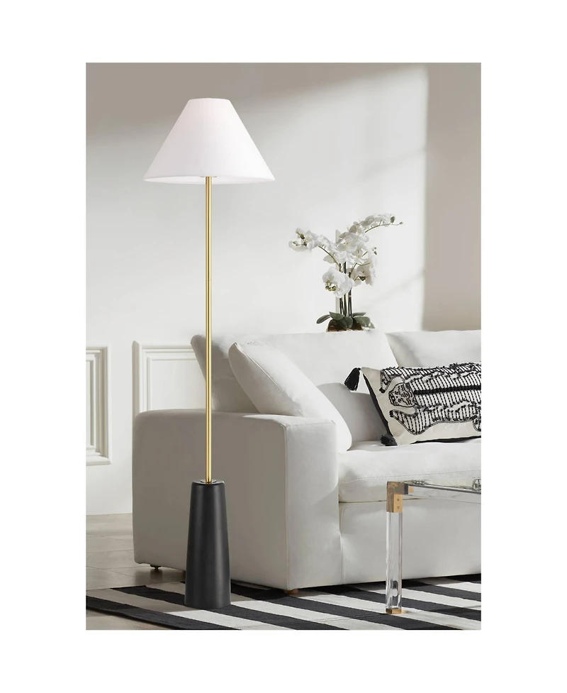 Possini Euro Design Bamba Modern 61 3/4" Tall Standing Floor Lamp Skinny Gold Metal Brass Finish Living Room Bedroom House