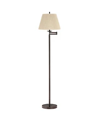 360 Lighting Modern 60" Tall Standing Floor Lamp Skinny Adjustable Swing Arm Metal Bronze Finish Pleated