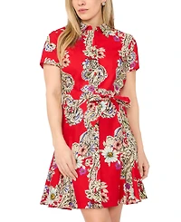 Msk Petite Printed Short-Sleeve Cotton Dress