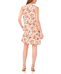 Msk Petite Floral Printed Round Neck Dress