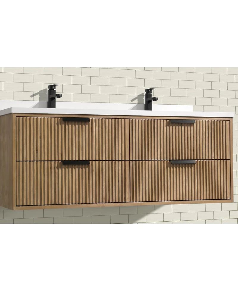 Ari Bath Diego 55" Floating Bathroom Vanity Weathered Fir