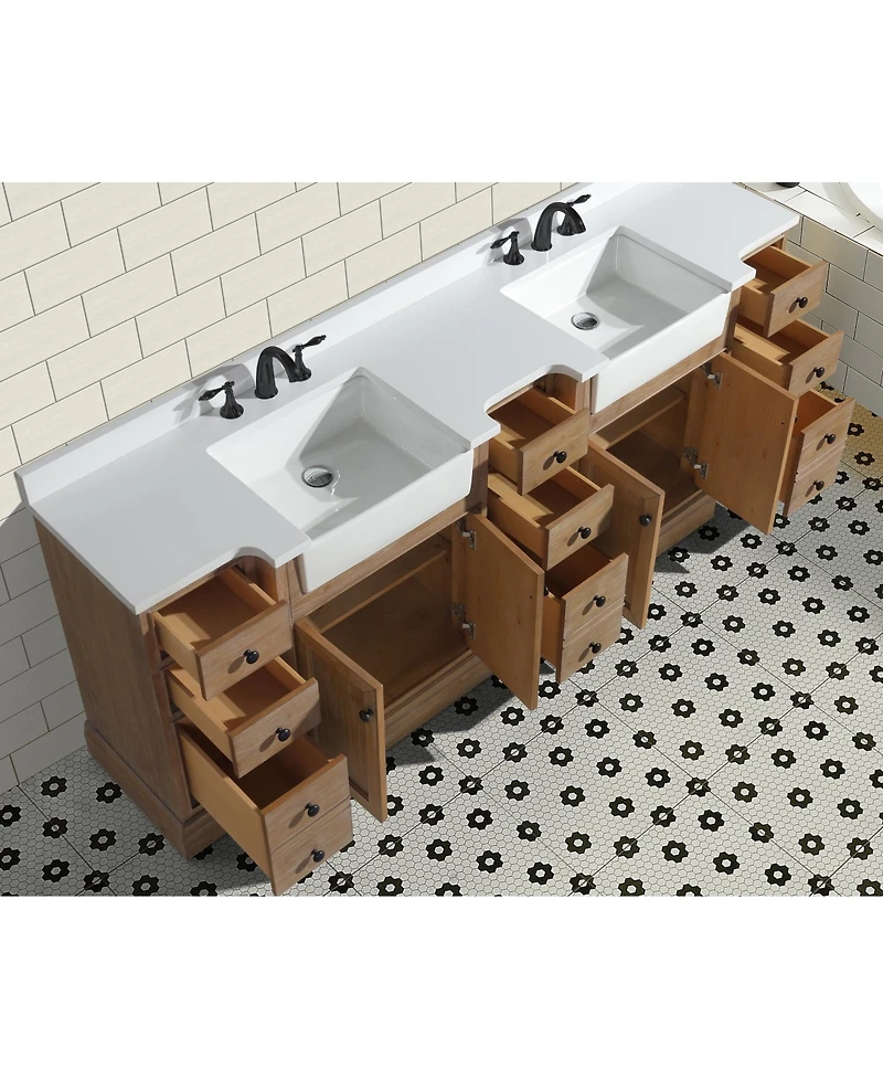 Ari Bath Kelly 84" Bathroom Vanity Weathered Fir, Engineered Quartz Top