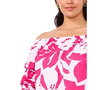 Msk Plus Printed Off-The-Shoulder Shift Dress