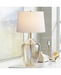 Possini Euro Design Ania 31" Tall Jar Large Modern Glam End Table Lamps Set of 2 Clear Champagne Glass Living Room Bedroom