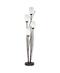 Franklin Iron Works Jareth Modern Industrial 73" Tall Tulip Floor Lamp with Smart Socket 4-Light Glass
