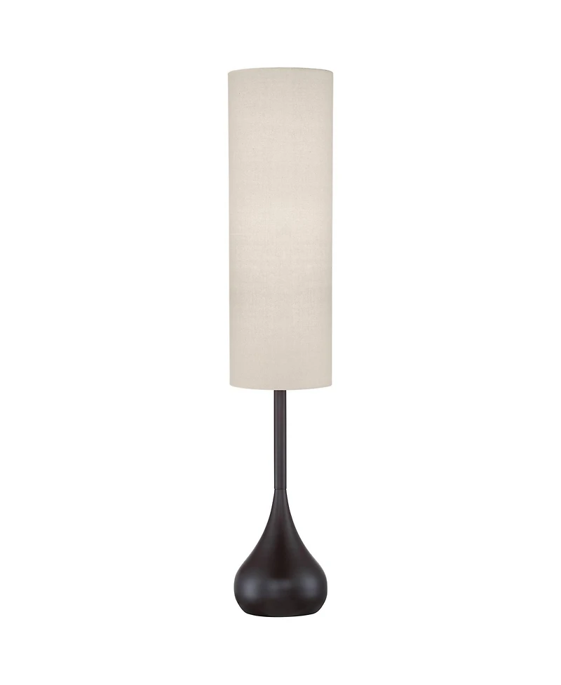 Possini Euro Design Moderne Mid Century Modern 62" Tall Droplet Floor Lamp with Smart Socket Bronze Cylinder Shade for Living Room