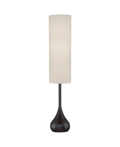 Possini Euro Design Moderne Mid Century Modern 62" Tall Droplet Floor Lamp with Smart Socket Bronze Cylinder Shade for Living Room