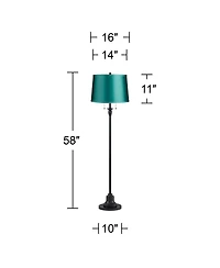 360 Lighting Dyna Traditional 58" Tall 2-Light Standing Floor Lamp Skinny Pole Pull Chain Finish Drum Soft Teal Shade