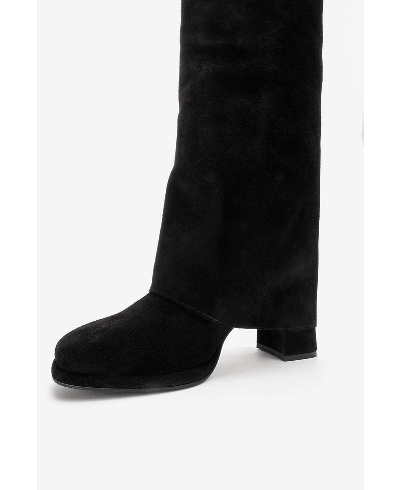 Forever & Always Shoes Women's Lojo Leather Block Heel Boot